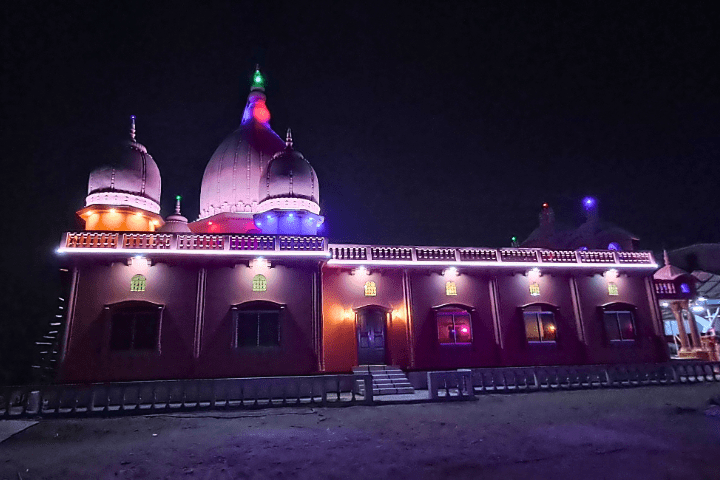 Main Temple lighting at night from side